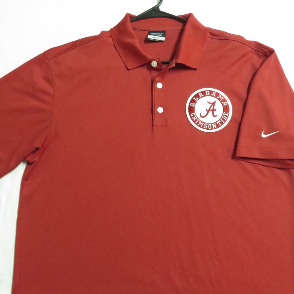 Sz M-XL Alabama Crimson Tide Nike Dri-Fit #42V Golf Polo